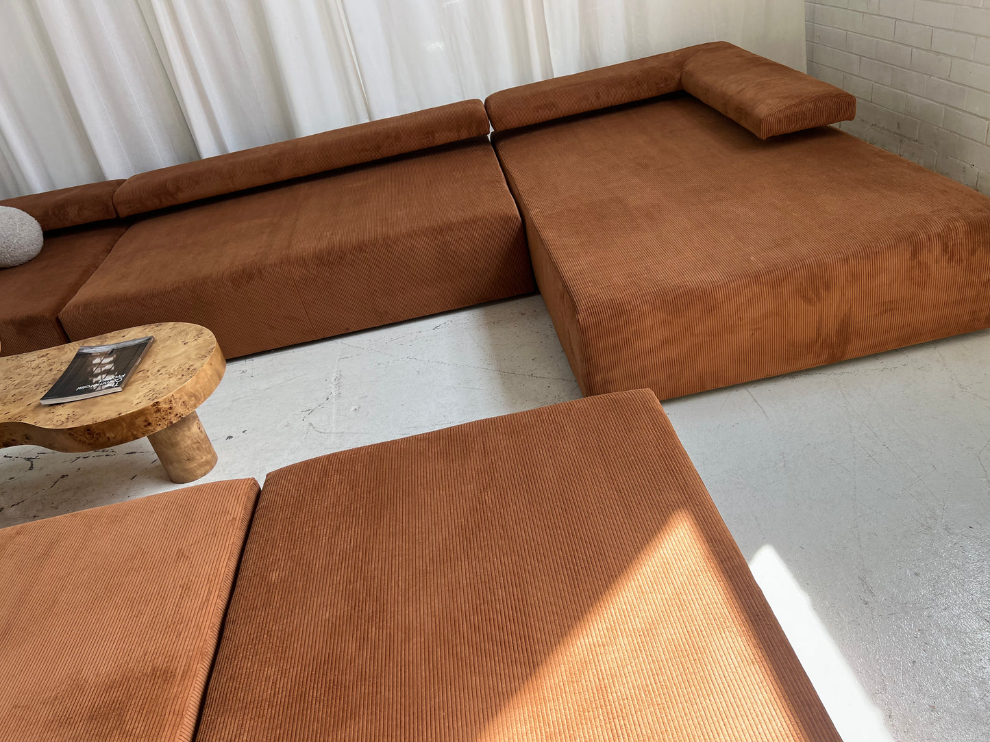 Large Corduroy Modular Sofa