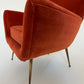 Vintage Italian Paprika Velvet Armchair