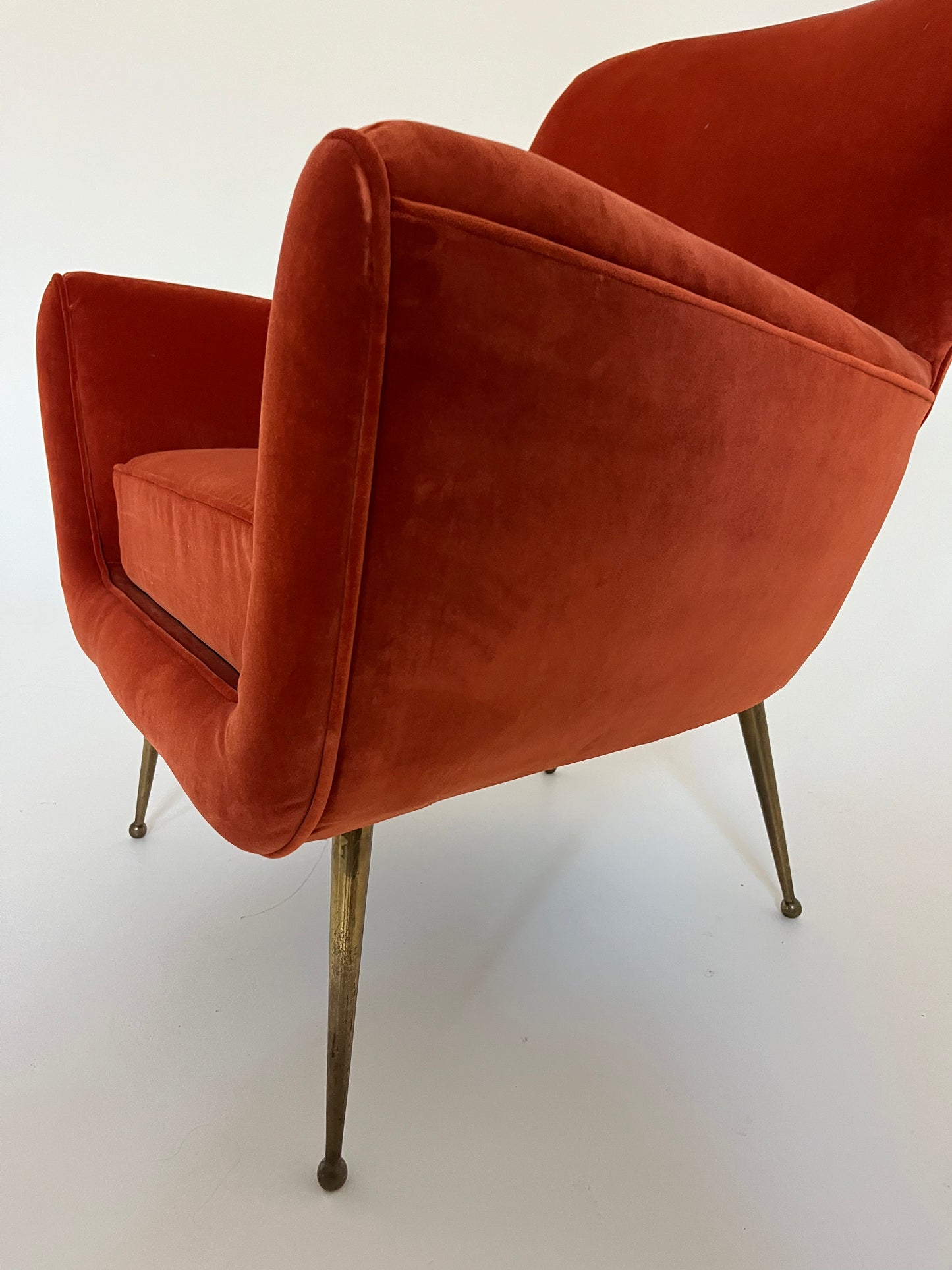 Vintage Italian Paprika Velvet Armchair