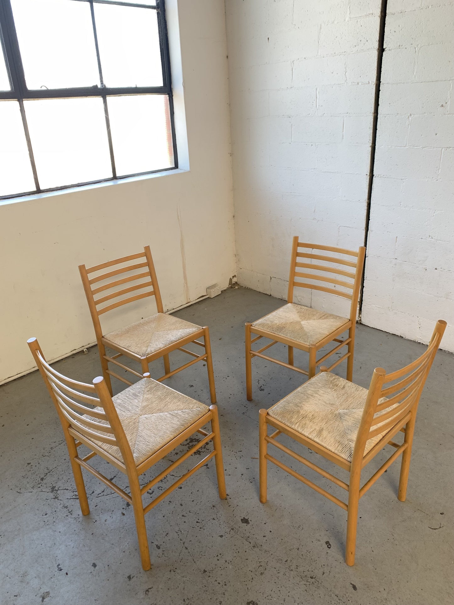 Set of Four Rush Dining Chairs