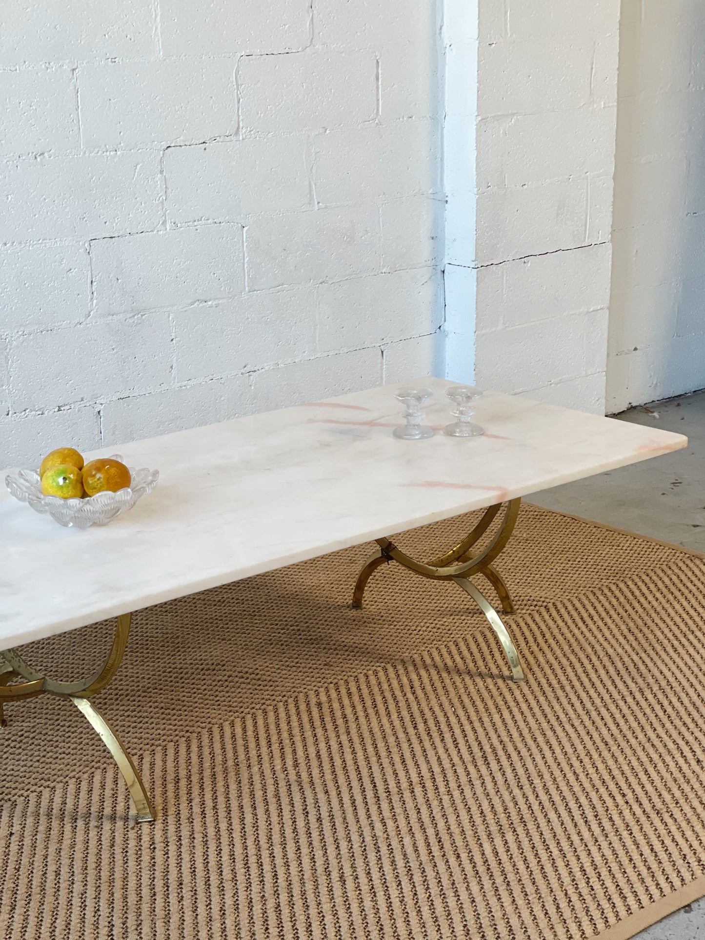 Marble Coffee Table with Brass Base