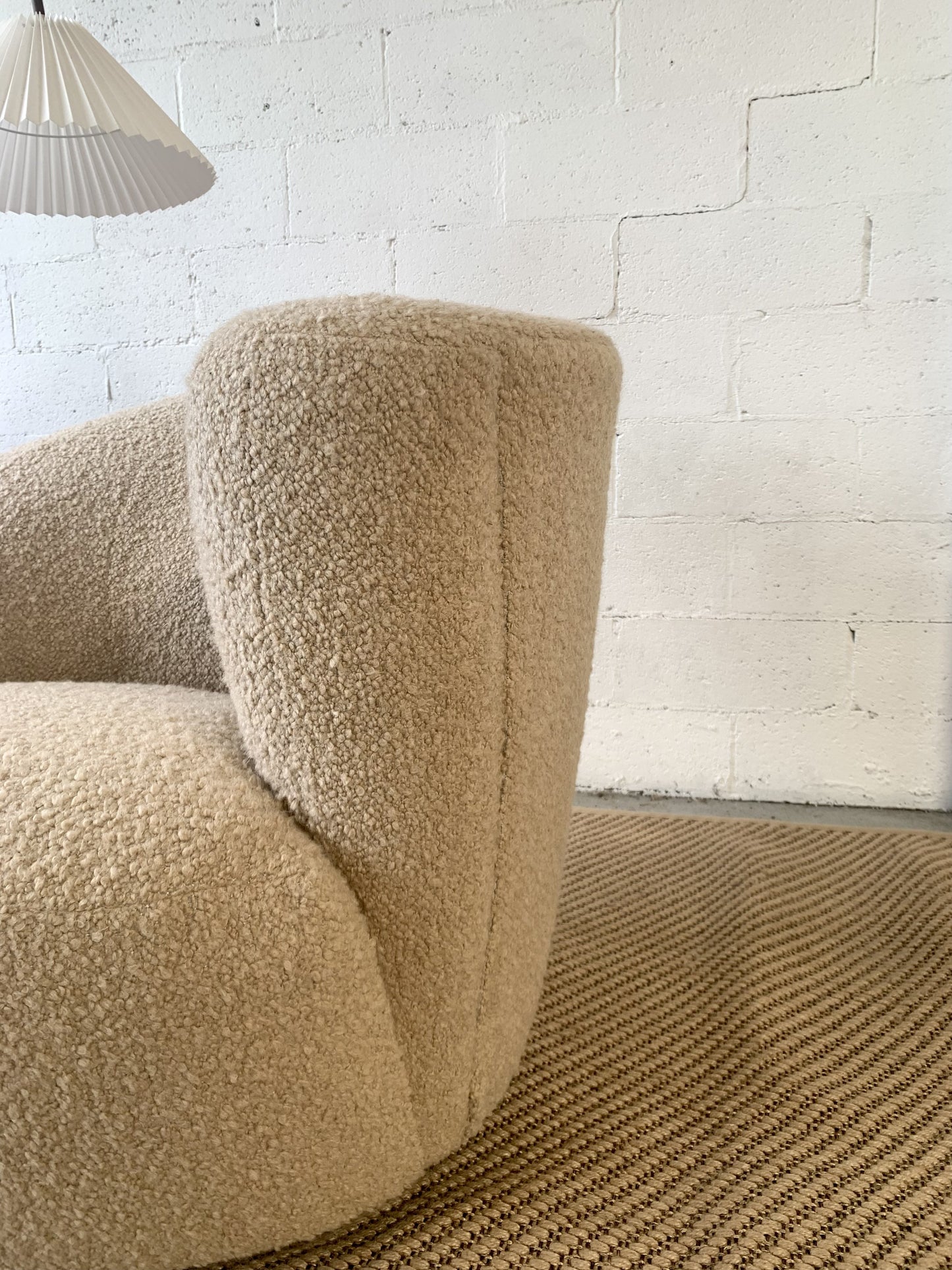Sculptural Wool Boucle Swivel Chair by Design Warehouse