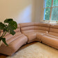 Vintage Modular Curved Blush Pink Leather Sofa