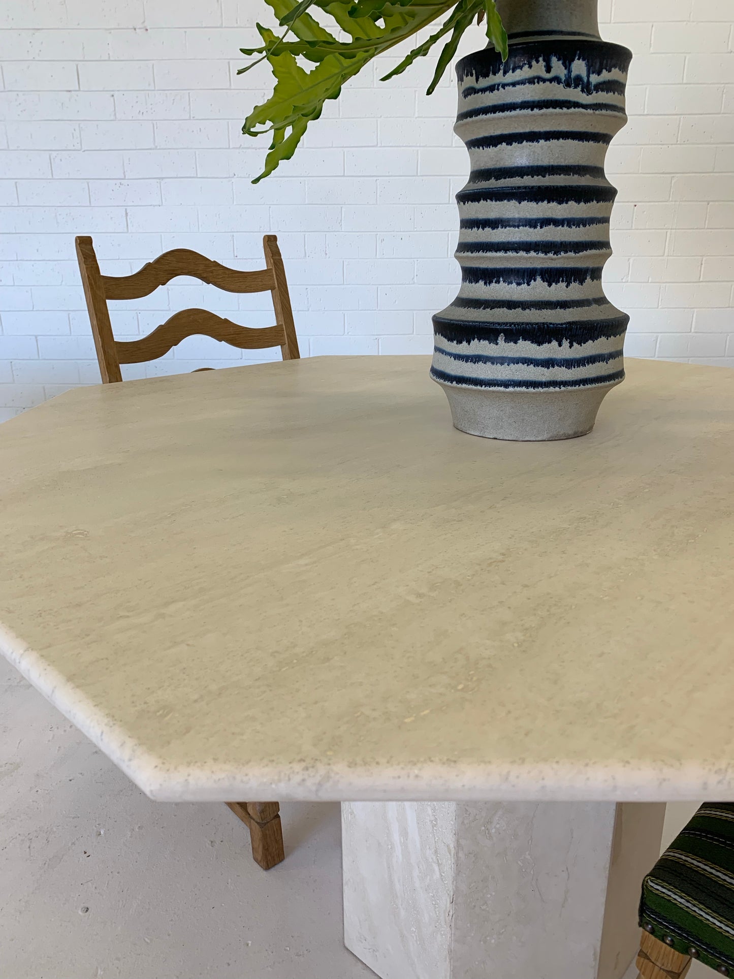 Vintage Honed Travertine Dining Table