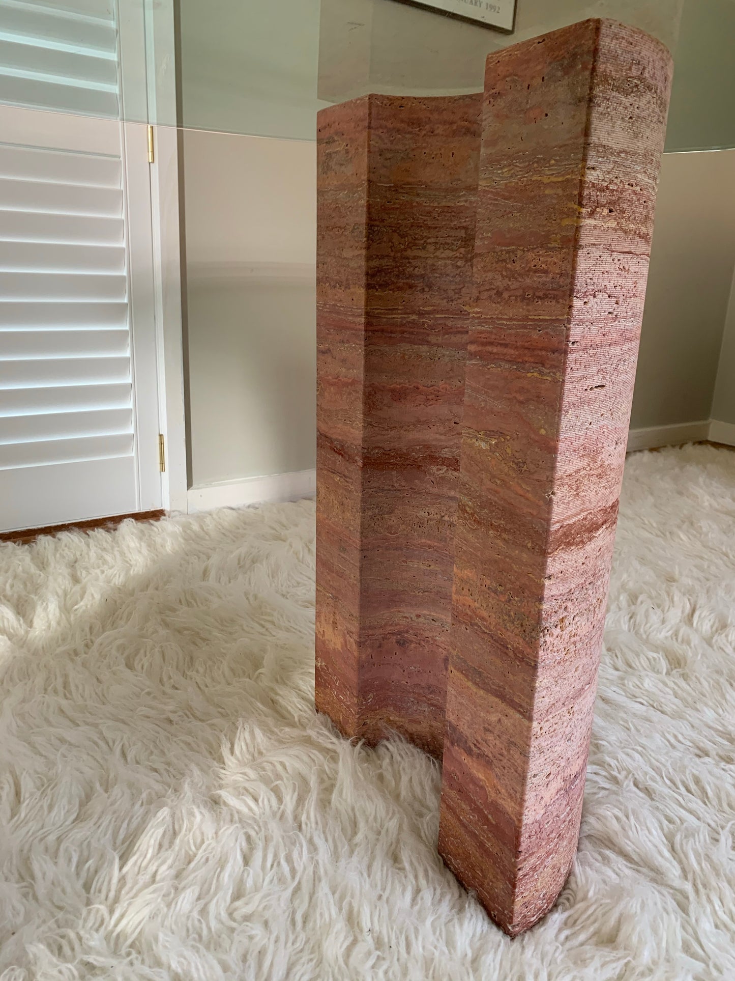 Rare Pink Travertine Table