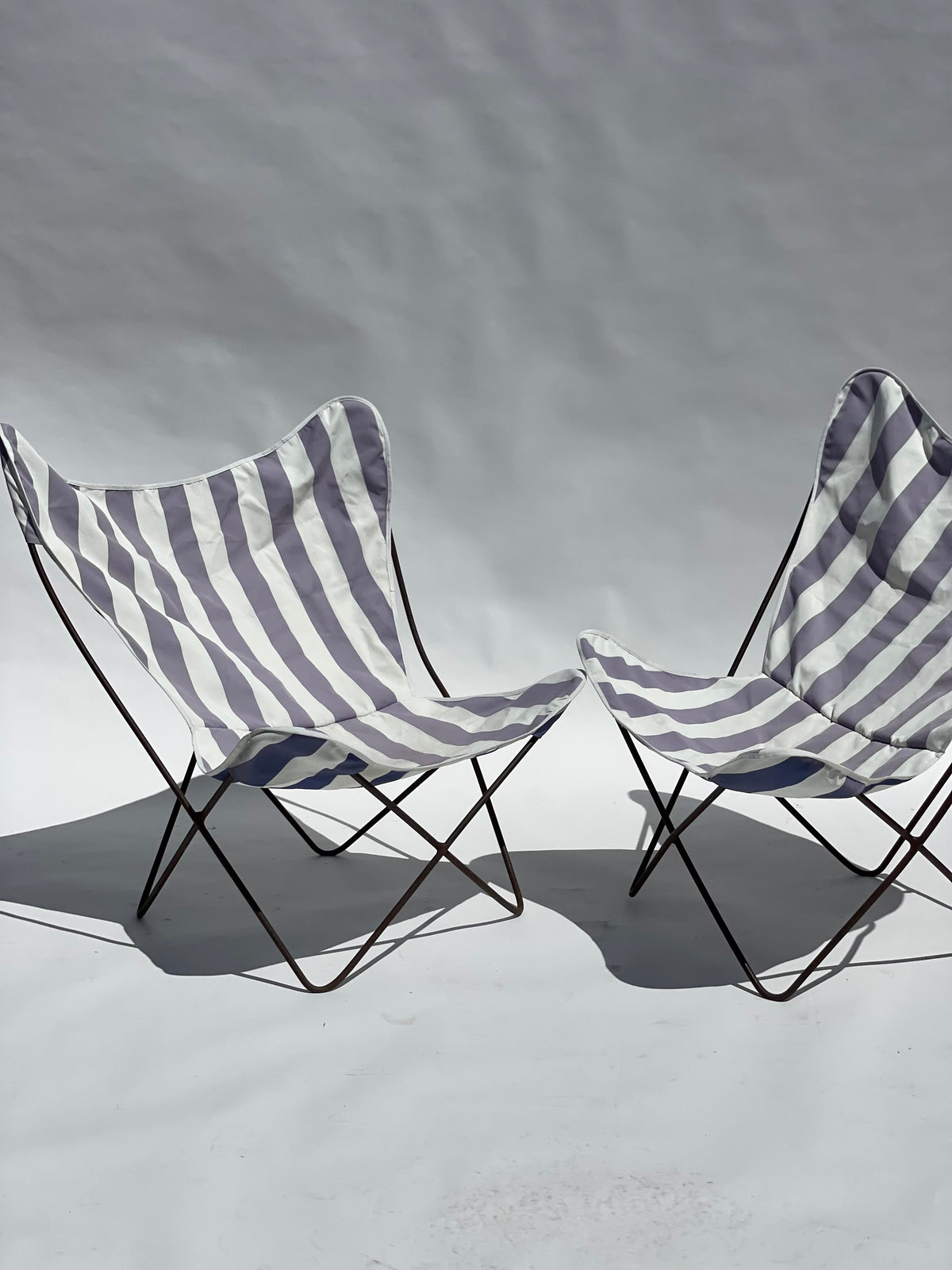 Striped Butterfly Chairs - Two Available