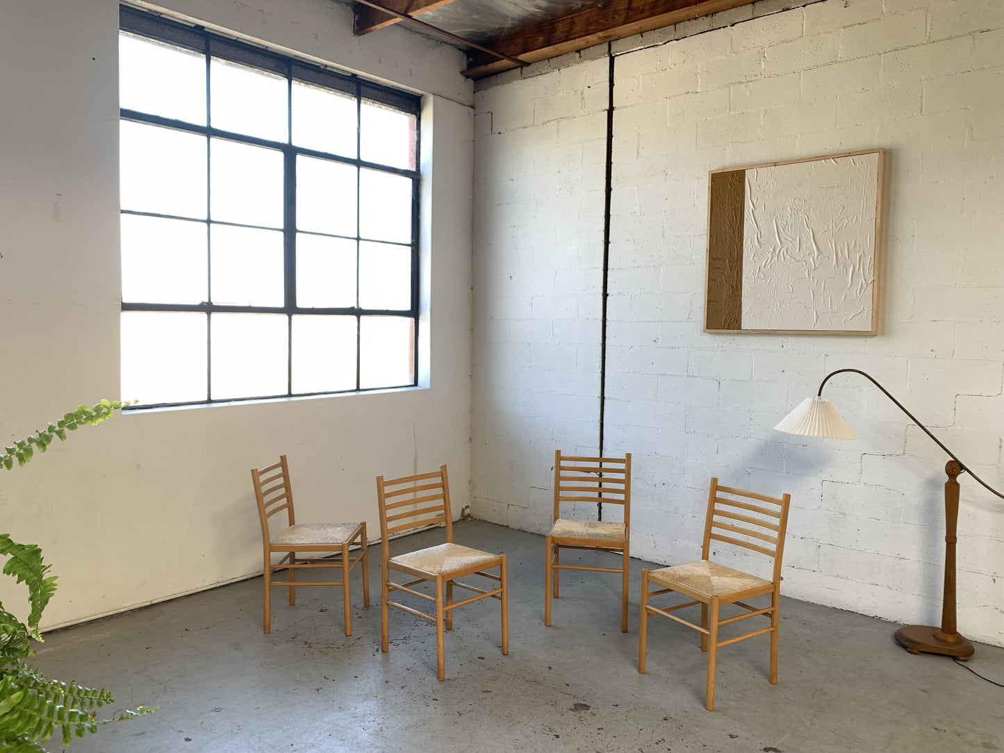 Set of Four Rush Dining Chairs