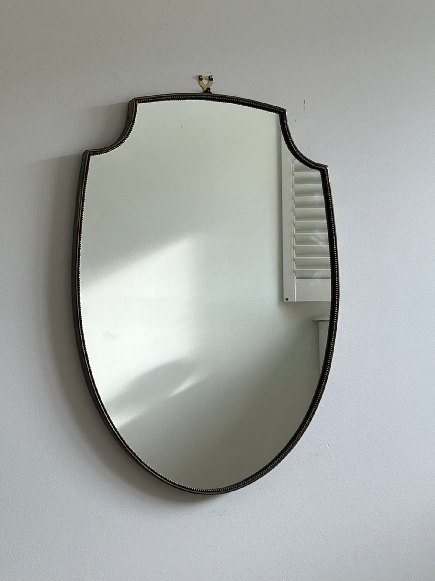 1950s Italian Brass Mirror - Beaded Shield