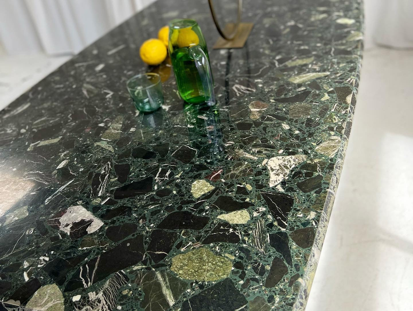 Vintage Green Palladiana Marble & Lucite Table