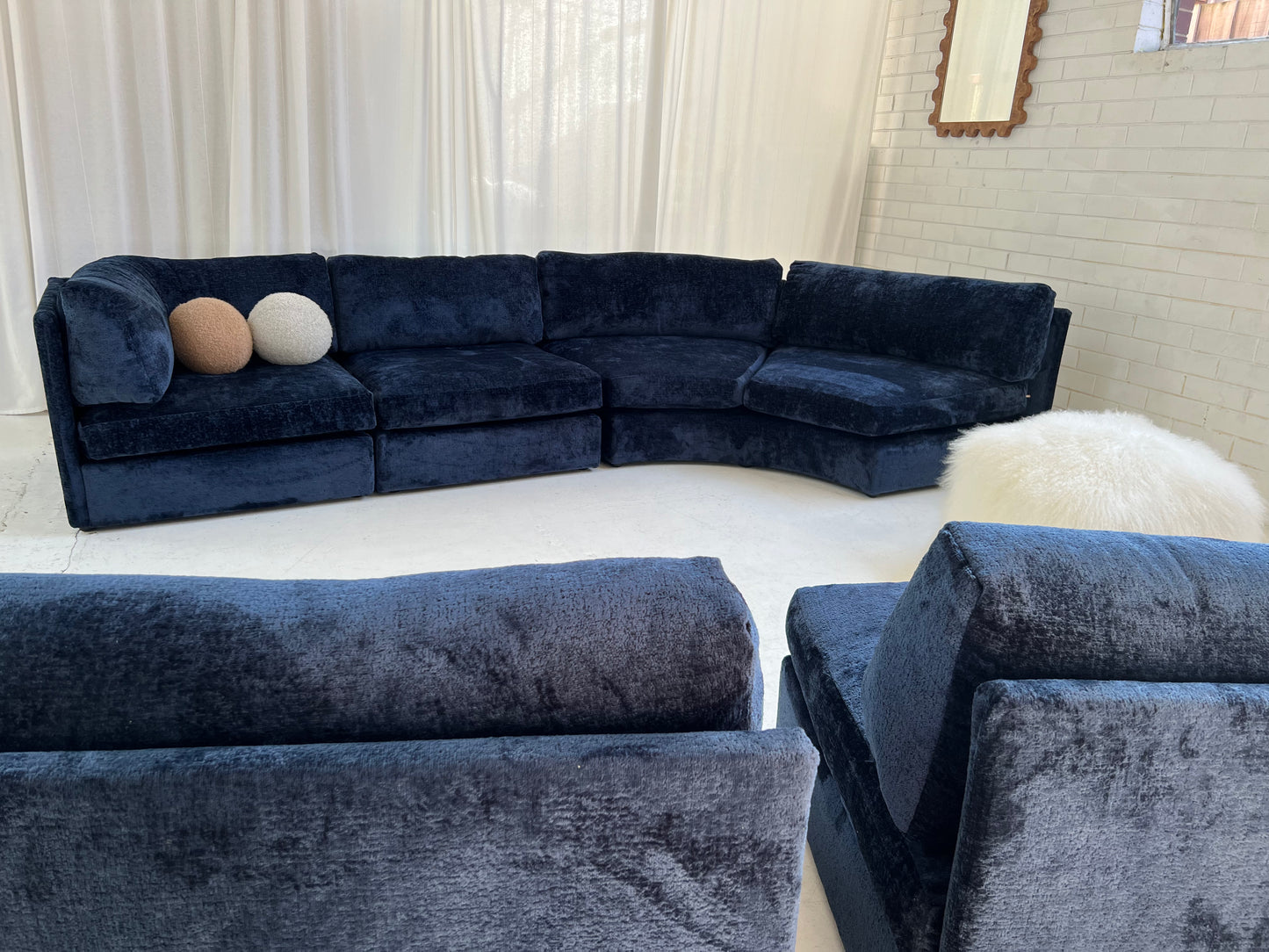 - Bespoke Curved Midnight Chenille Modular Sofa