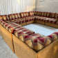Vintage 9 Piece Geometric Corduroy Modular Sofa & Ottoman (Set)