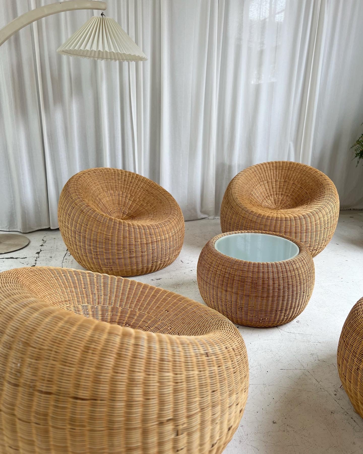 - Vintage Cane Coffee/Side Table - One Available