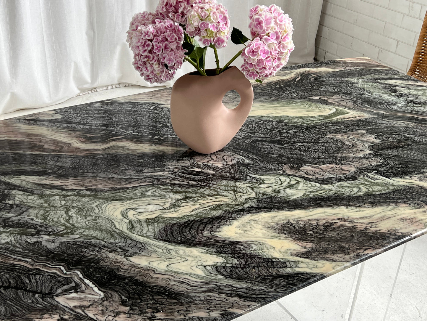 Custom Lucite Marbled Table