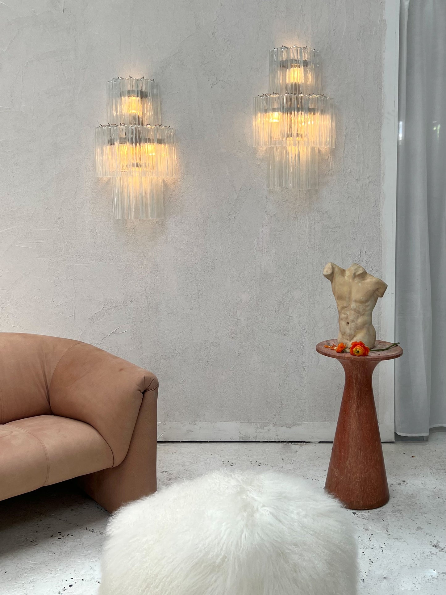 Murano Sconce - Venini TRONCHI CLEAR - One Available