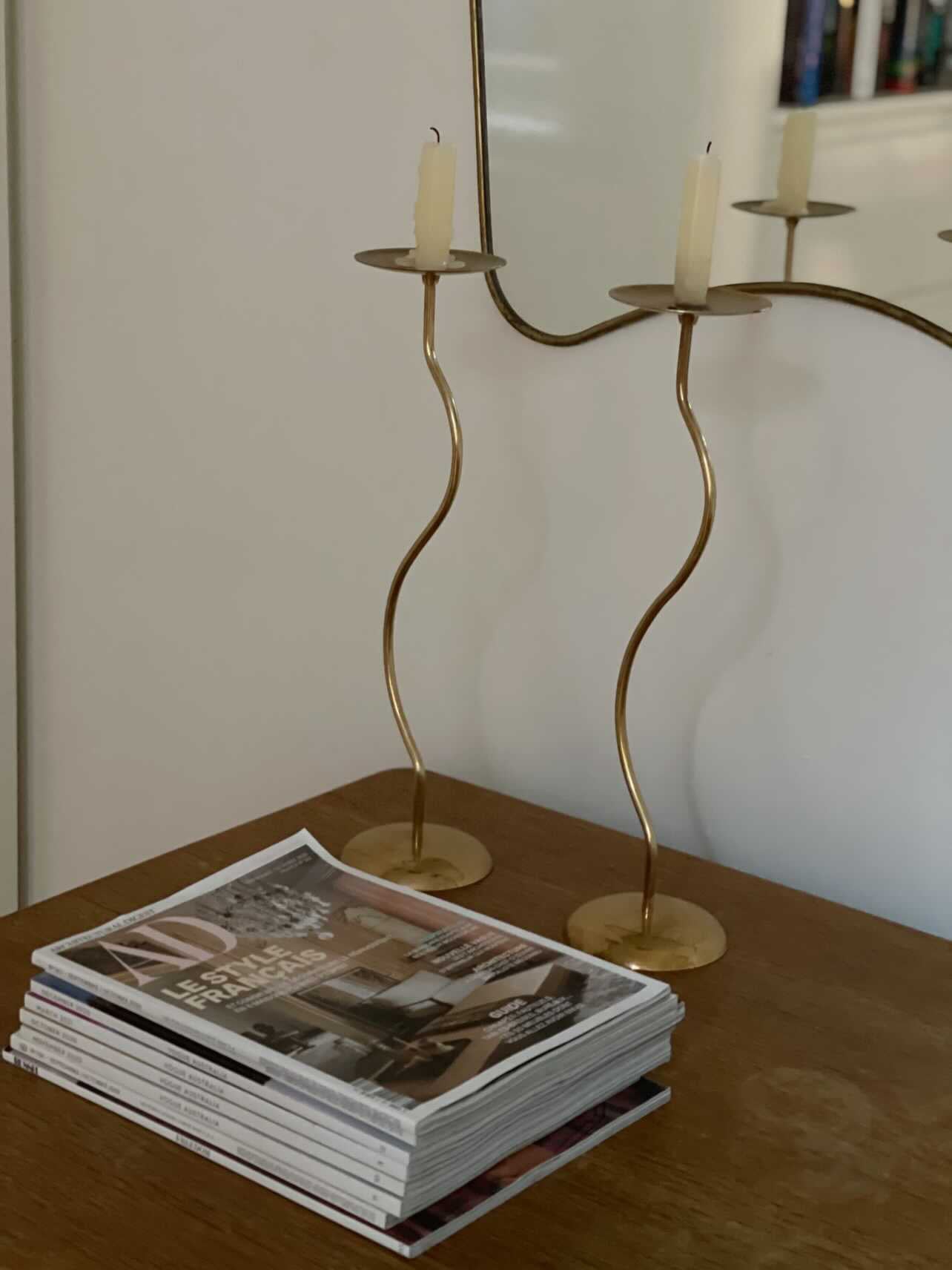 XL Trapeze Brass Mirror