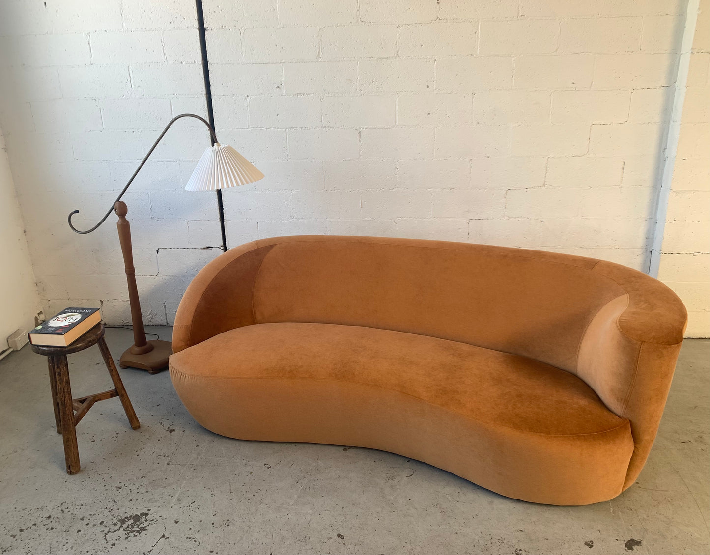 Bespoke Curved Sofa in Ginger Velvet