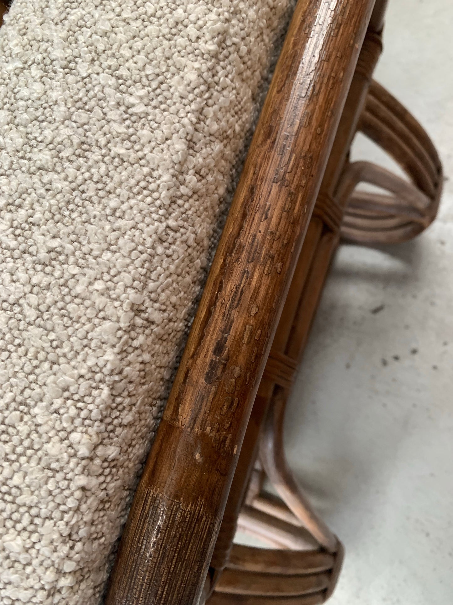 Classic Cane Pretzel Chair in Boucle - Two Available