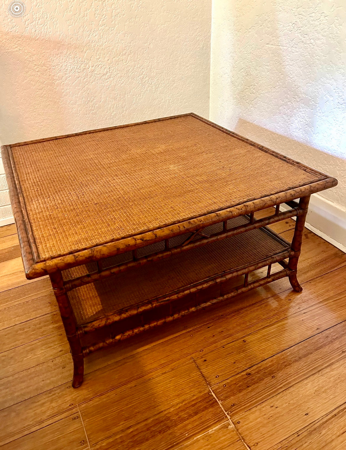 - Tortoiseshell Bamboo & Cane Coffee Table