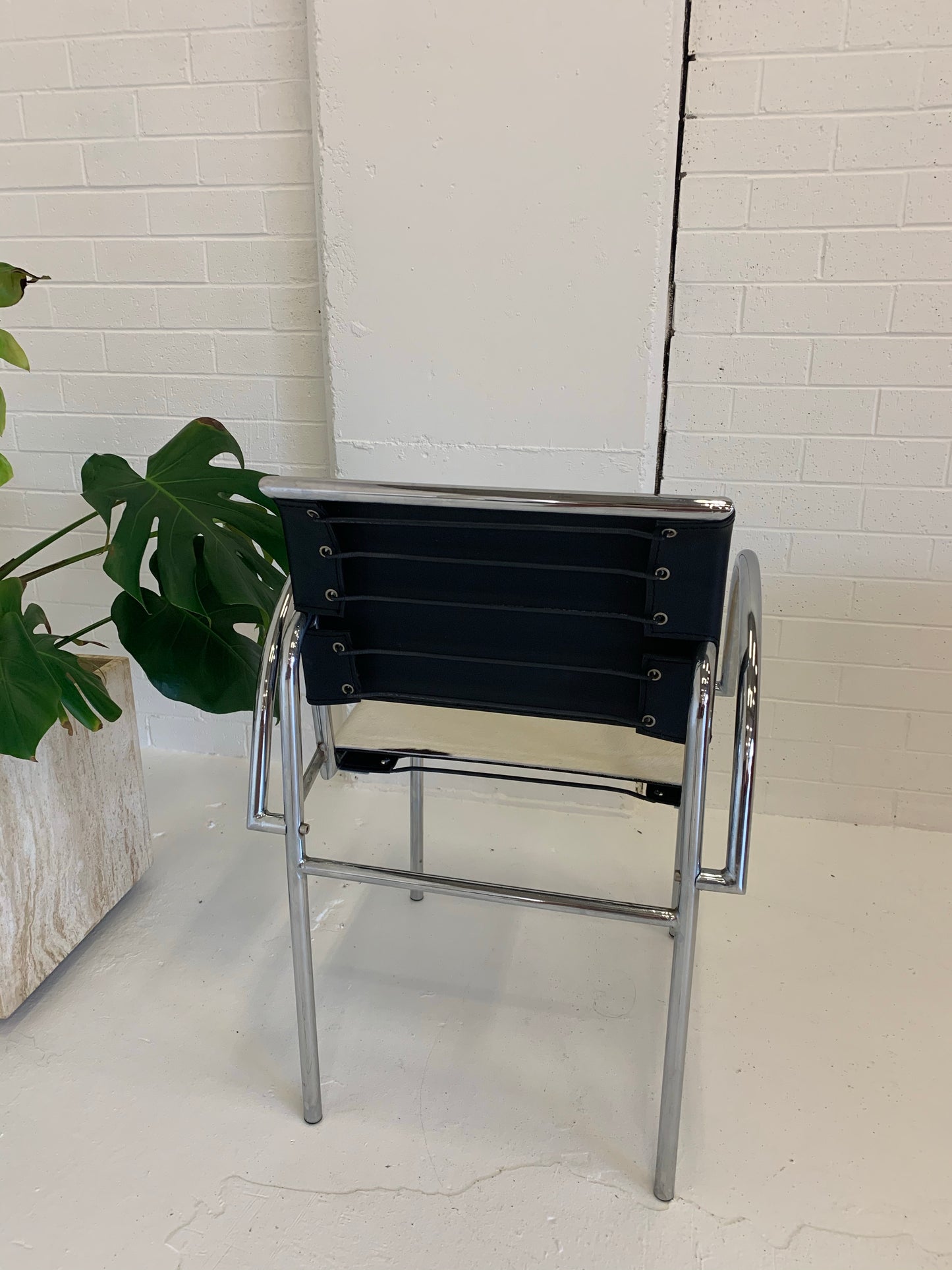 Tubular Chrome Chair with Cowhide Seat
