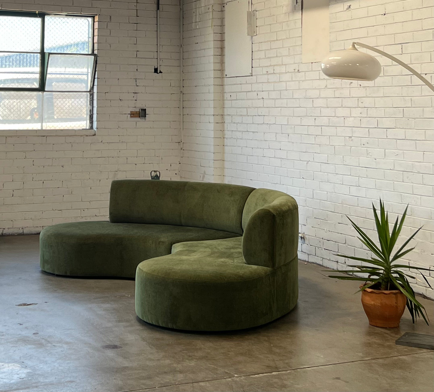 Bespoke Curved Sofa in Deep Botanical Green