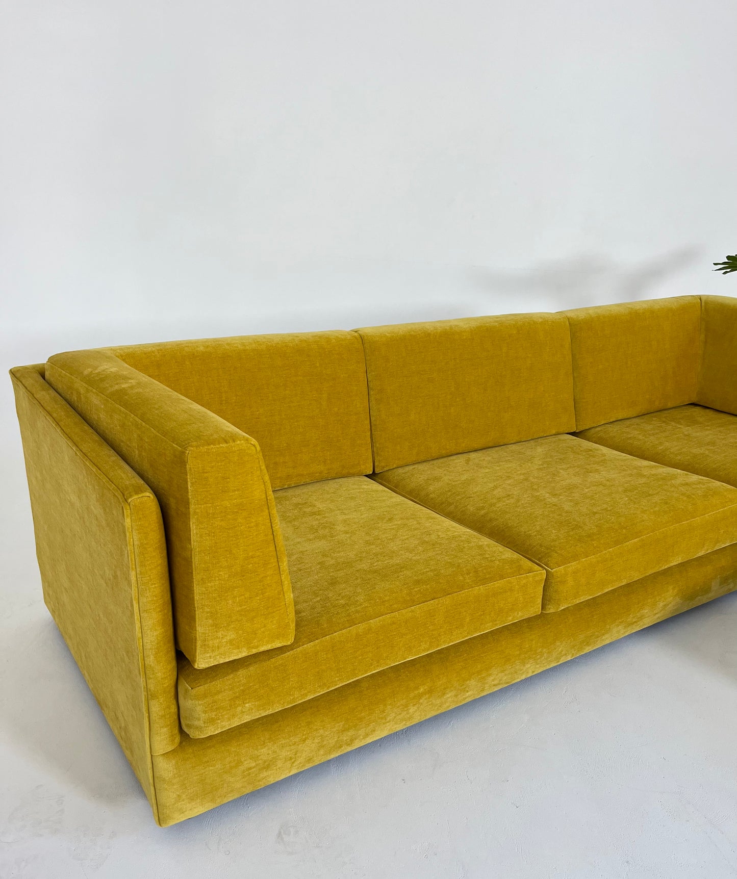 - Vintage Custom Velvet Sofa in Sunshine - Fully Refurbished
