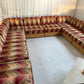 Vintage 9 Piece Geometric Corduroy Modular Sofa & Ottoman (Set)