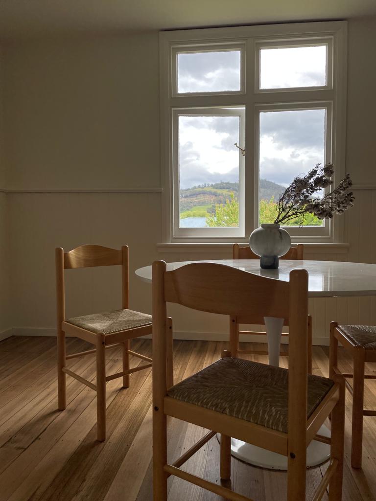 Vintage timber rush dining chairs