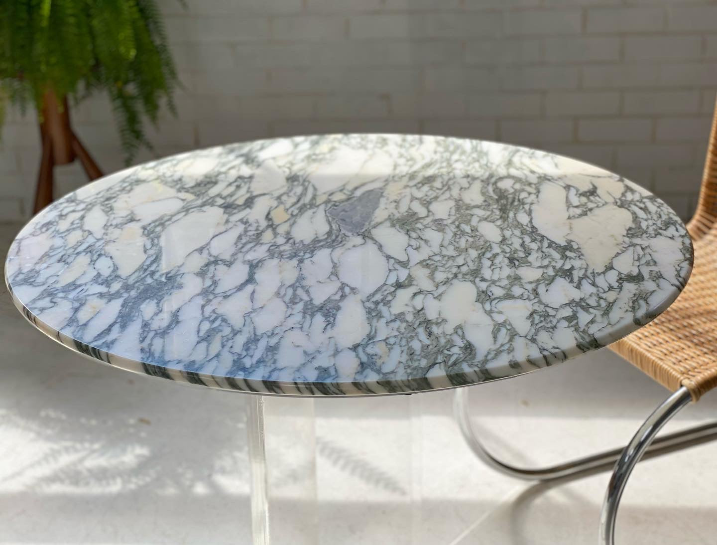 Custom Calcutta Marble & Lucite Table