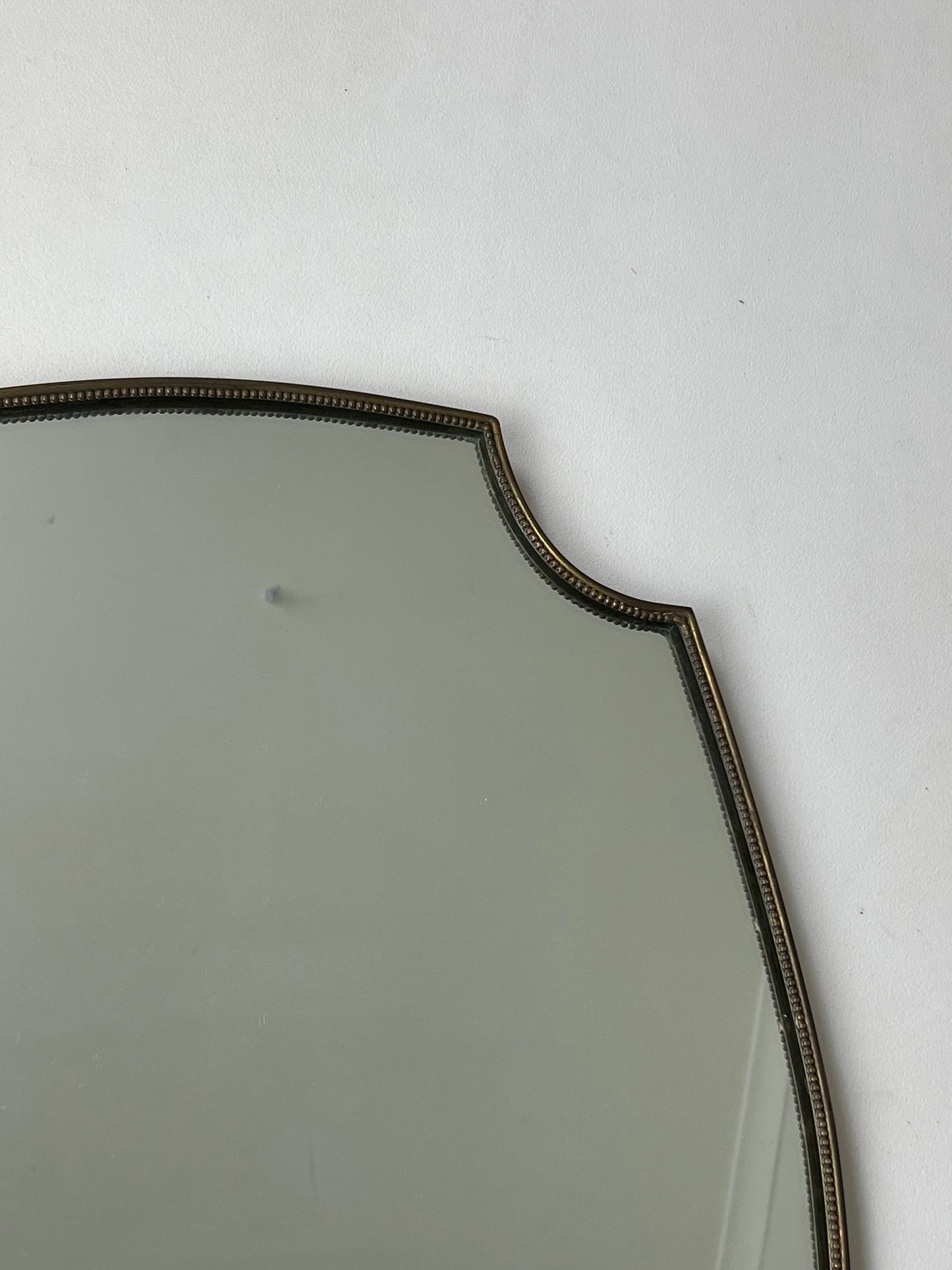 1950s Italian Brass Mirror - Beaded Shield