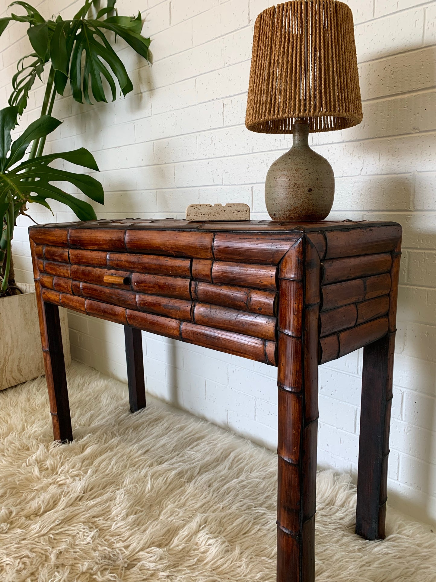 Vintage Bamboo Hall Table