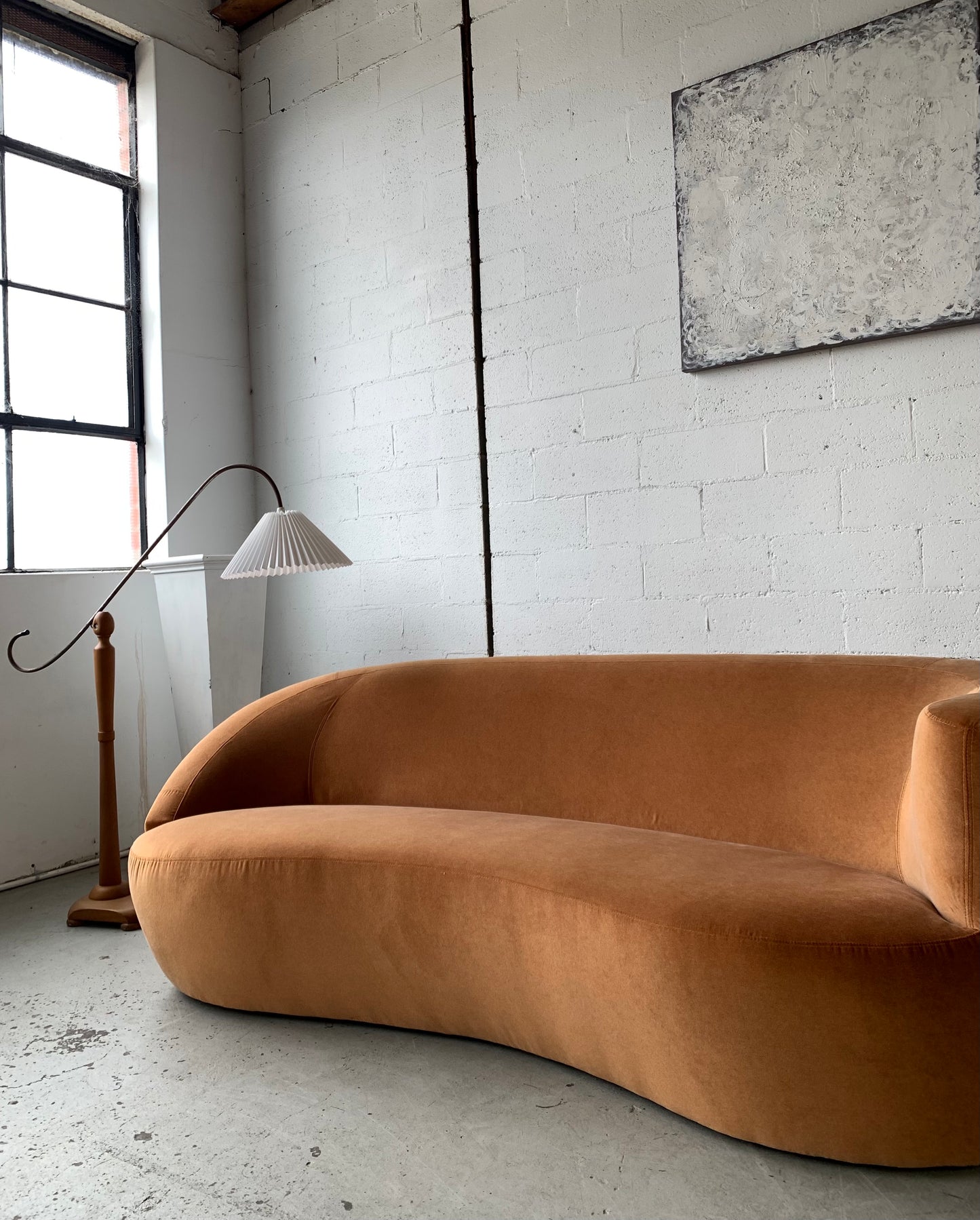 Bespoke Curved Sofa in Ginger Velvet