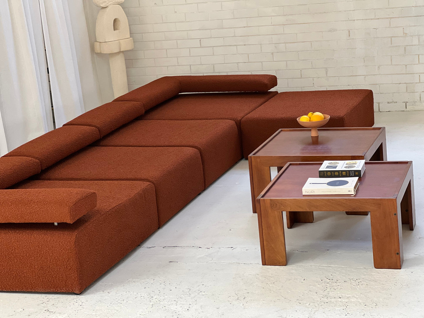 Large Bespoke Rust Boucle Modular Sofa