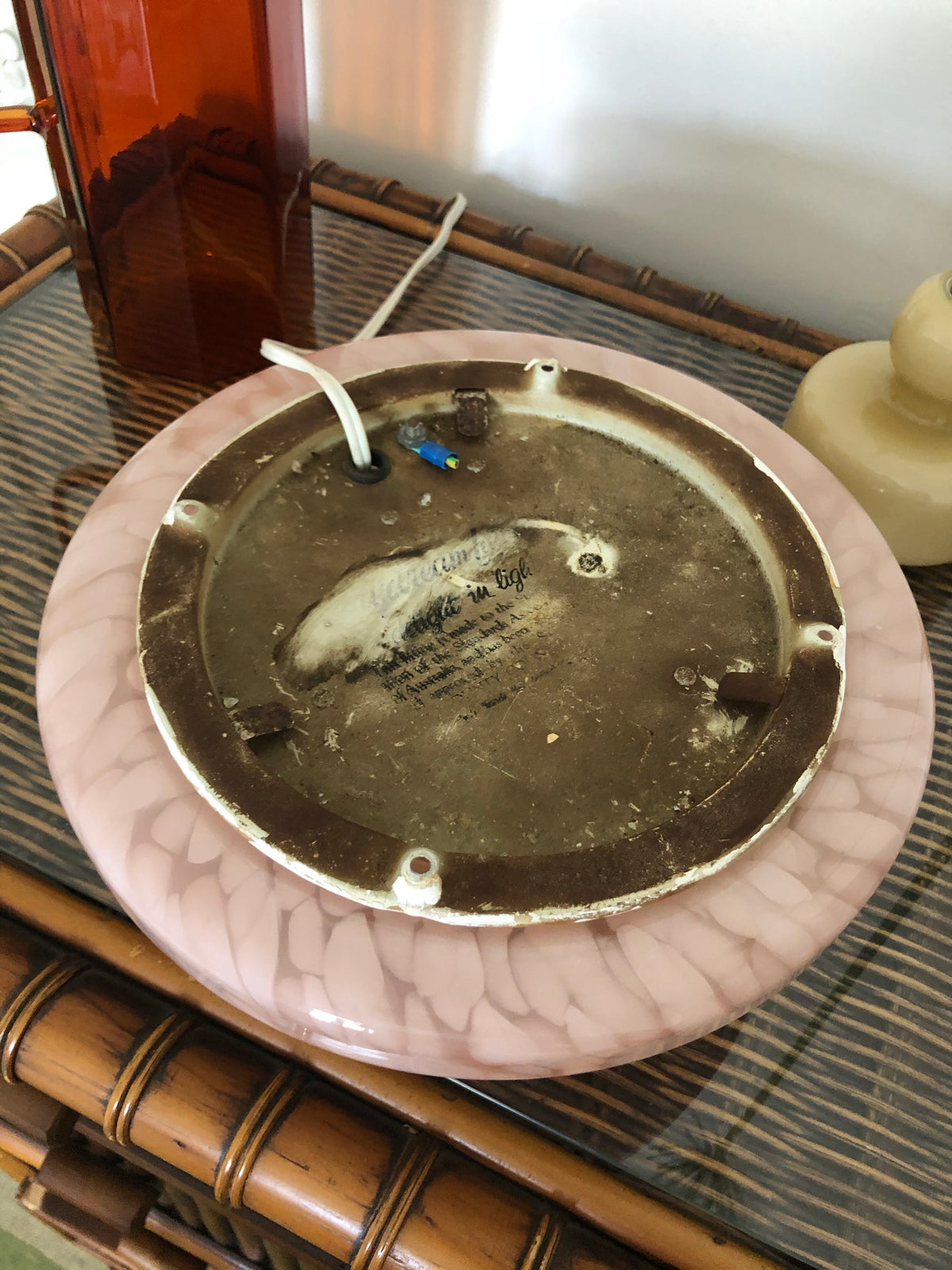 Pink glass button lamp