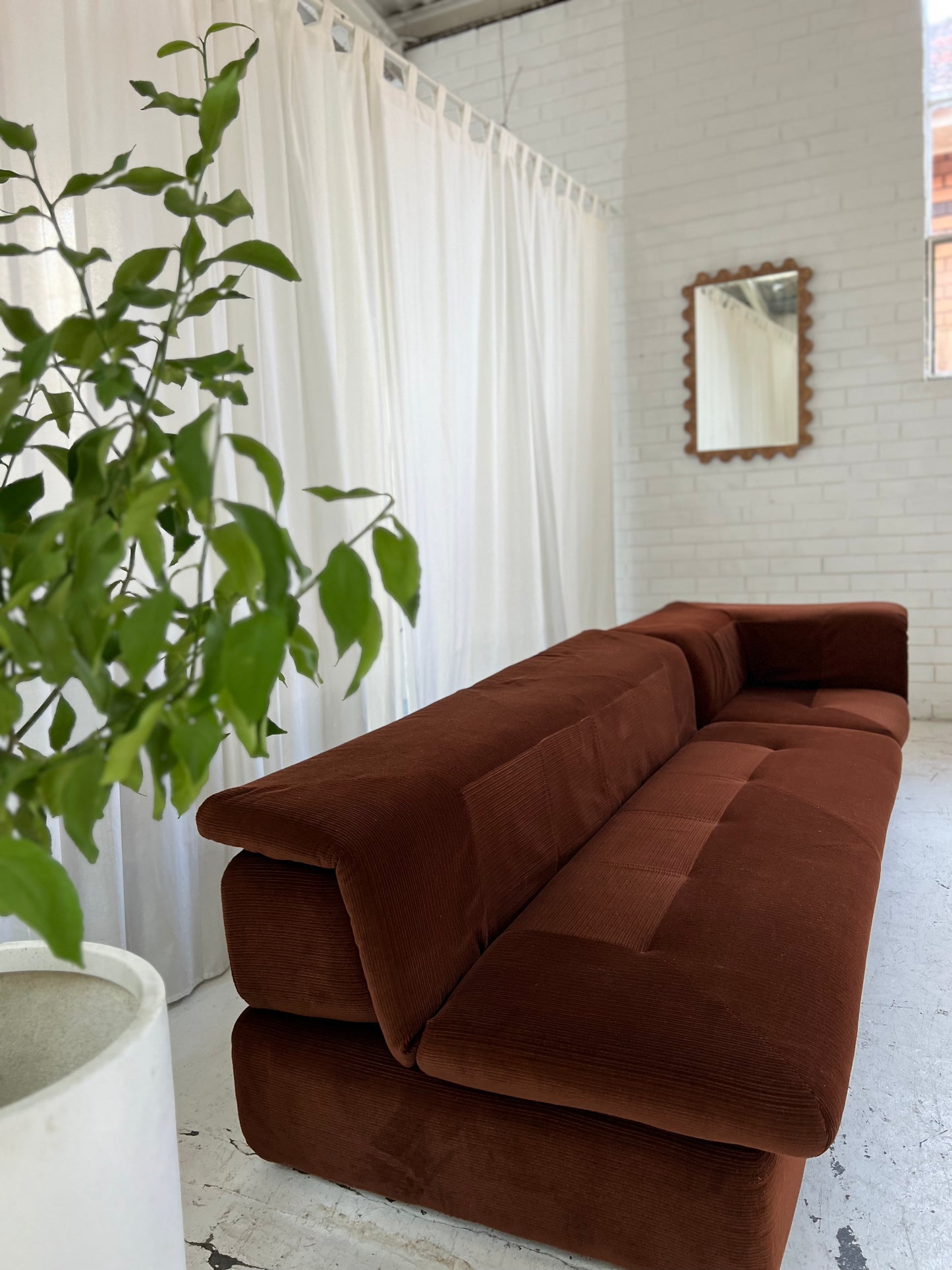 Vintage Fler Choc Velvet Modular Sofa / Bed
