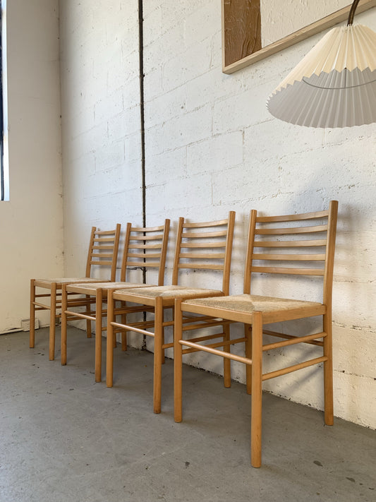 Set of Four Rush Dining Chairs
