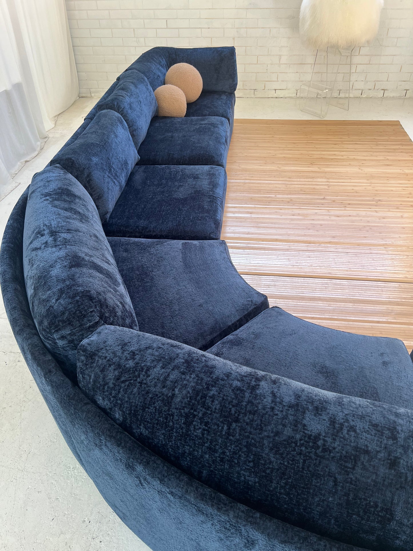 - Bespoke Curved Midnight Chenille Modular Sofa
