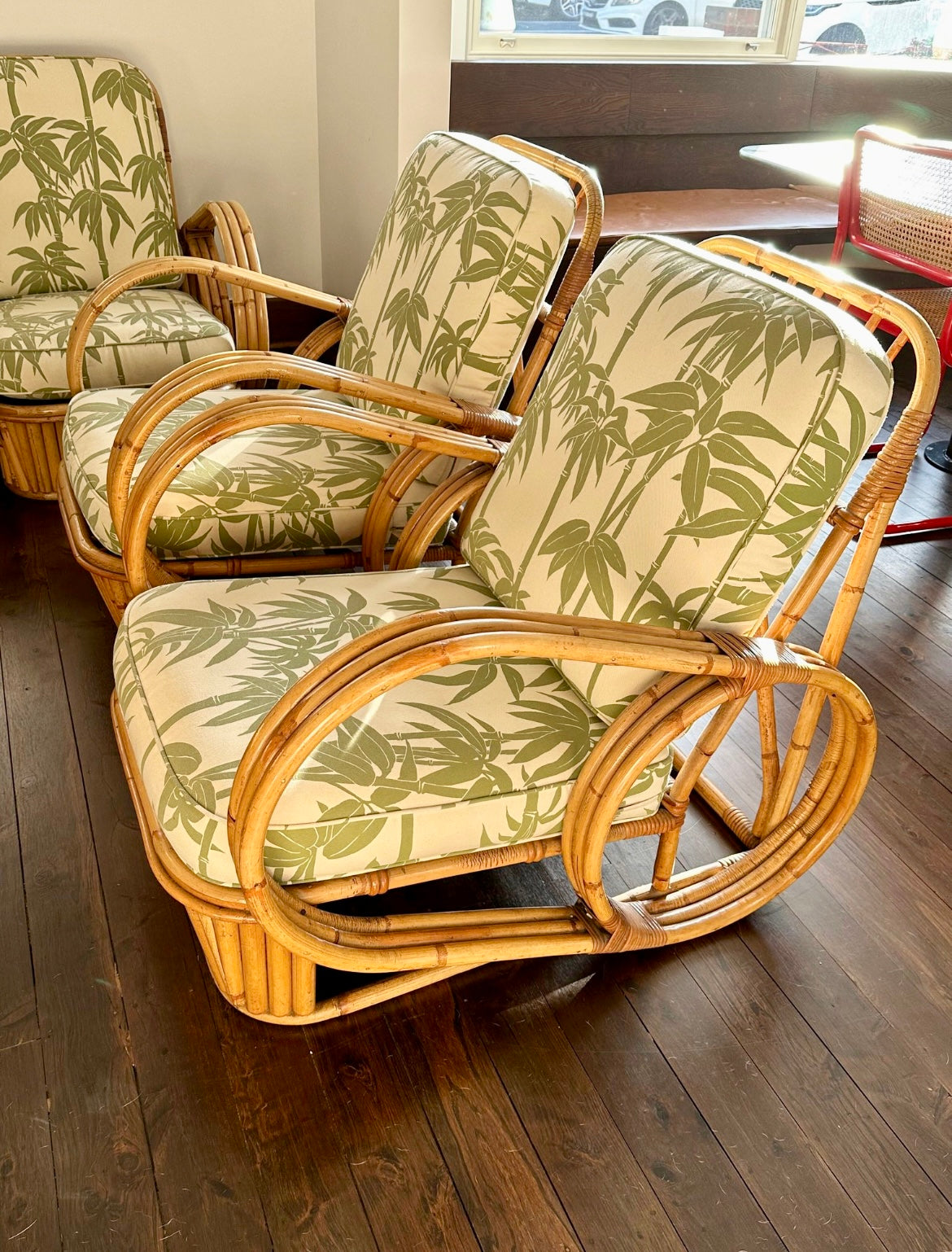- Vintage Paul Frankl Pretzel Five Piece Cane Setting