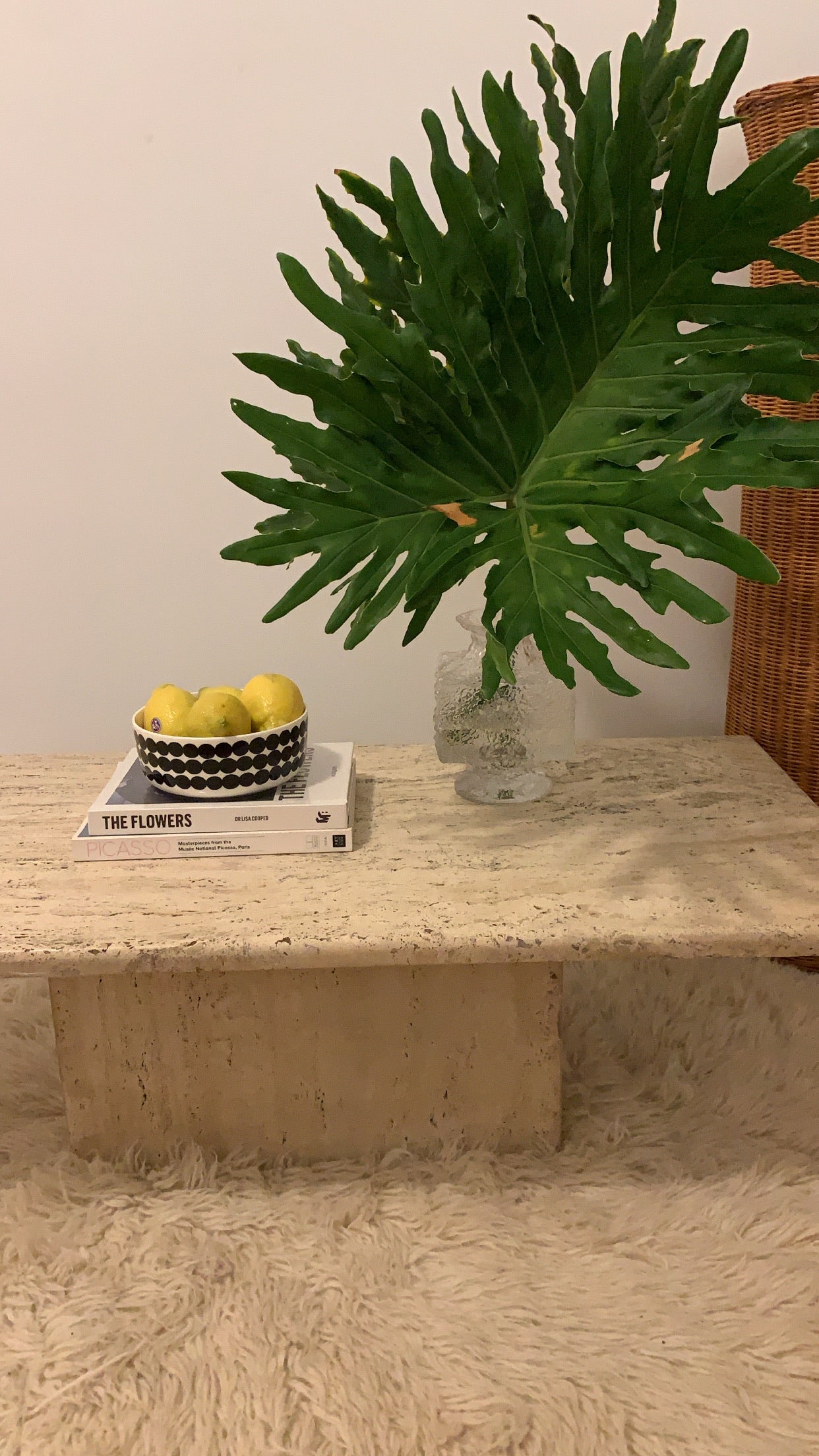 Large Vintage Unfilled Travertine Coffee Table