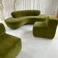 Olive Green Curved Velvet Sofa