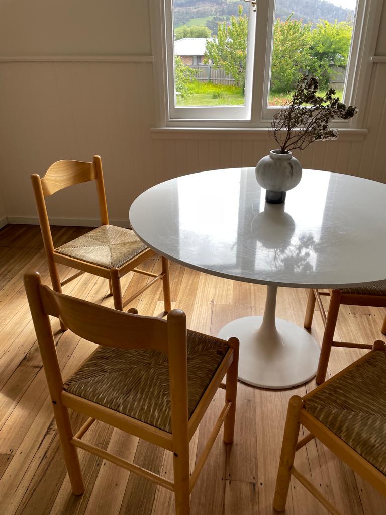 Vintage timber rush dining chairs