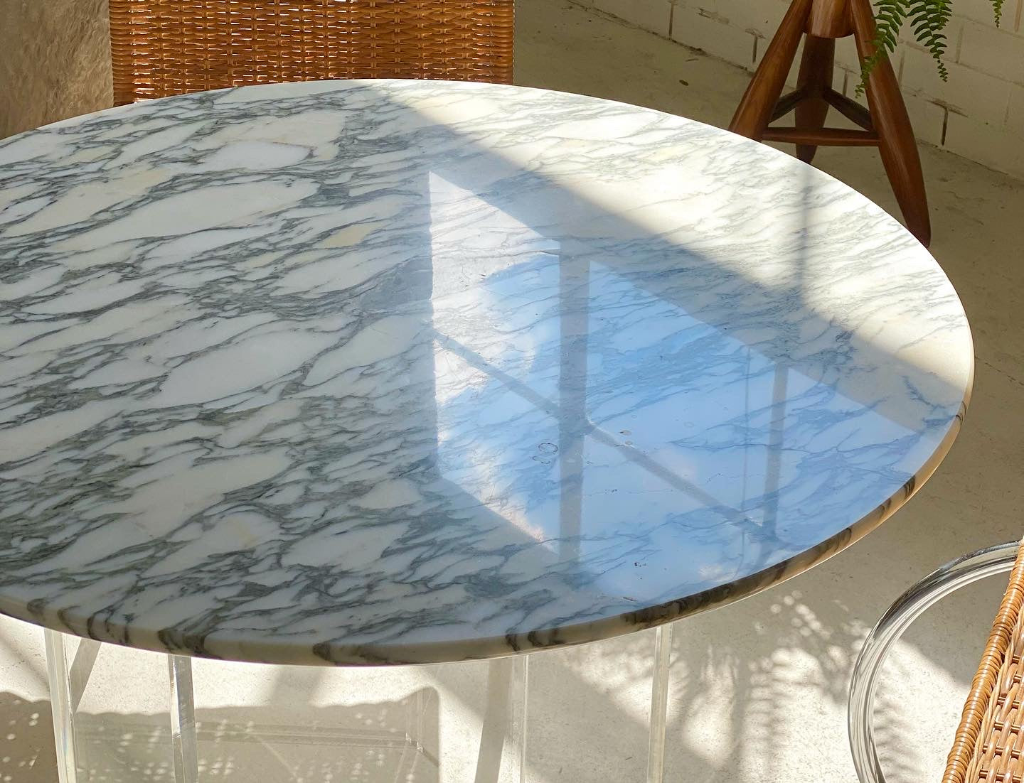 Custom Calcutta Marble & Lucite Table