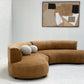 Curved Dark Caramel Chambray Velvet Sofa
