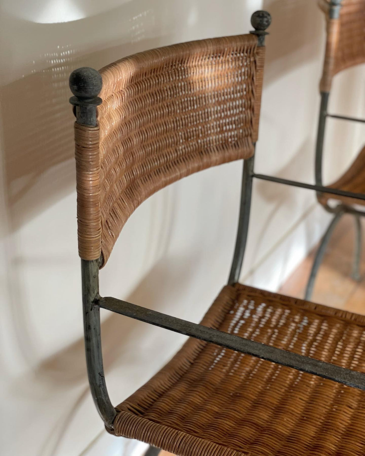 Vintage Iron And Cane Dining Chairs - Six Available