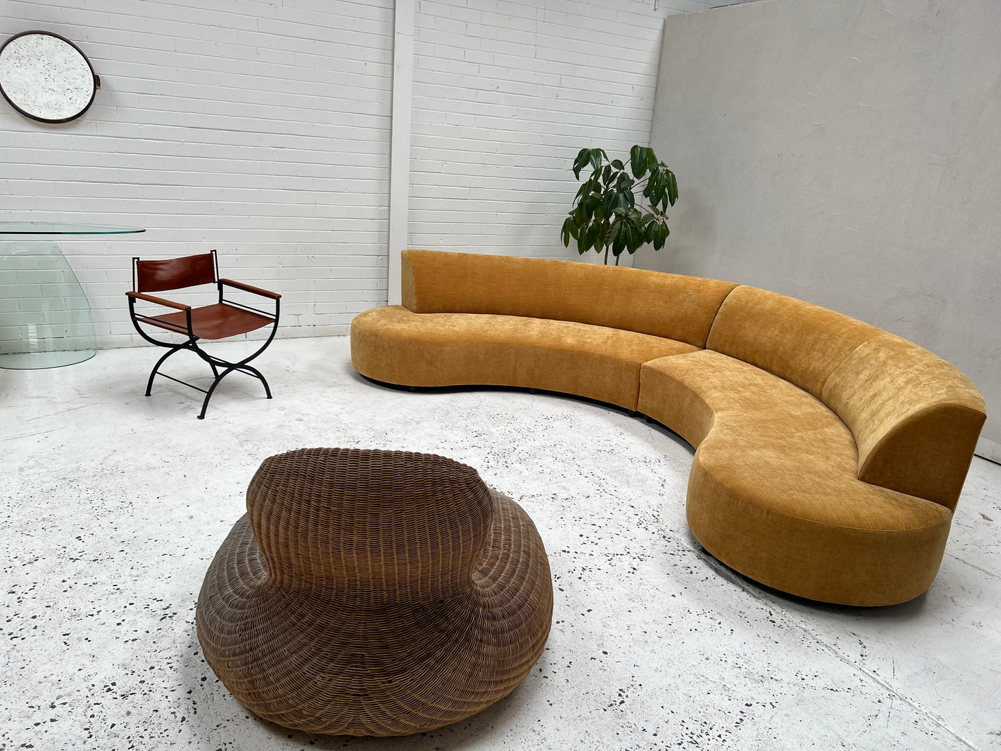 = Bespoke Mustard Curved Sofa Set
