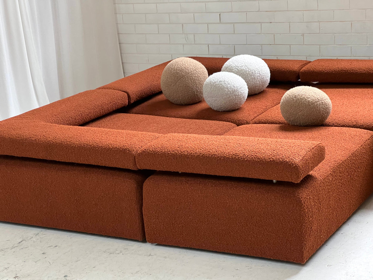 Large Bespoke Rust Boucle Modular Sofa