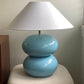 Powder Blue Double Bubble Lamp with White Conical Shade