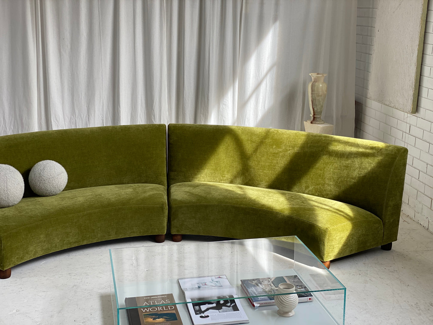 Bespoke Olive Curved Modular Sofa
