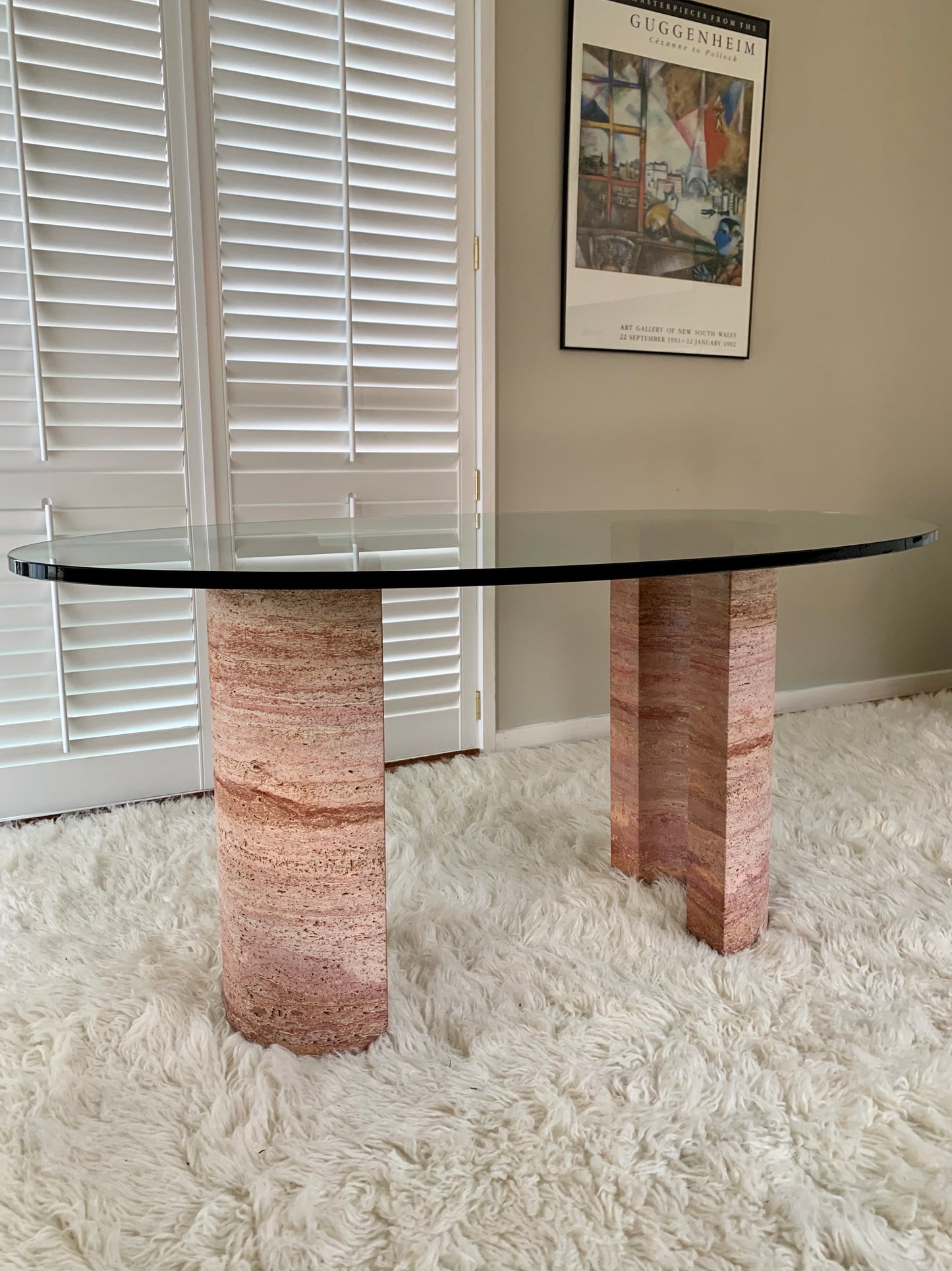 Rare Pink Travertine Table