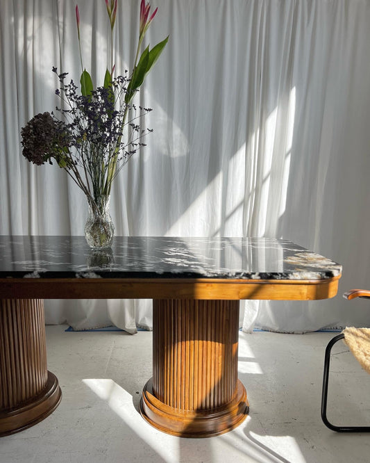- Custom Marble & Teak Table