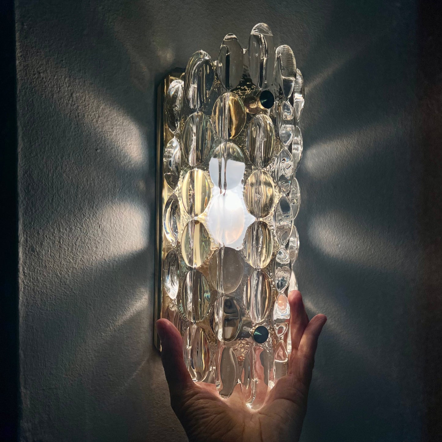Pair of Crystal Wall Lights by Carl Fagerlund, Sweden 1960s